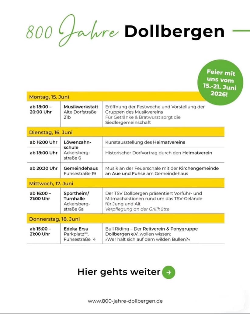 800 Jahre Dollbergen Programm1
